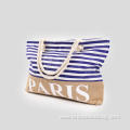 Blue Striped Cotton Rope Tote